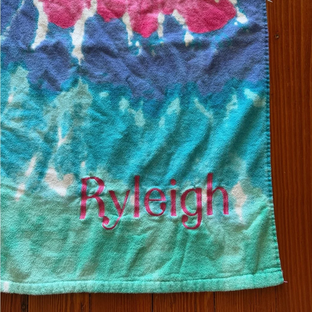 RYLEIGH embroidered personalized 3 beach towels summer anchors tie dye butterfly